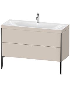 Duravit XViu vanity unit XV4712OB291C 120x48cm, 2 drawers, 2000 tap hole, matt black, Rahmen C, matt taupe