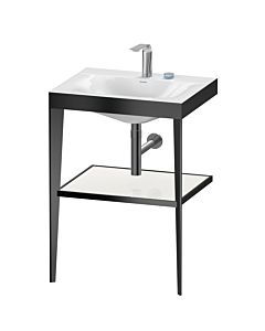 Duravit XViu Möbelwaschtisch-Kombination XV4714EB285 60 x48 cm, 2 Hahnlöcher, weiß hochglanz, mit Metallkonsole, schwarz matt