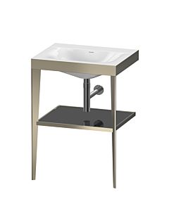 Duravit furniture washbasin combination XV4714NB140 60 x 48 cm, without tap hole, black high gloss, with metal console, matt champagne