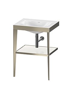 Duravit meuble lavabo XViu XV4714NB185 60 x 48 cm, sans trou pour robinet, blanc haute brillance, avec console en métal, champagne mat