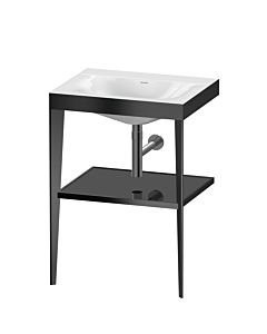 Duravit XViu Möbelwaschtisch-Kombination XV4714NB240 60 x 48 cm, ohne Hahnloch, schwarz hochglanz, mit Metallkonsole, schwarz matt