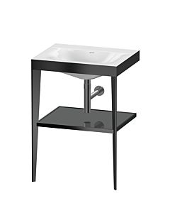 Duravit XViu Möbelwaschtisch-Kombination XV4714NB289 60 x 48 cm, ohne Hahnloch, flannel grey hochglanz, mit Metallkonsole, schwarz matt