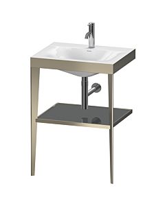 Duravit XViu Möbelwaschtisch-Kombination XV4714OB189 60 x48 cm, 1 Hahnloch, flannel grey hochglanz, mit Metallkonsole, champagner matt