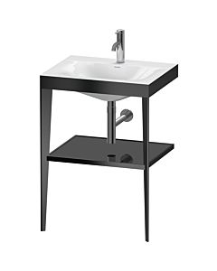 Duravit XViu Möbelwaschtisch-Kombination XV4714OB240 60 x48 cm, 1 Hahnloch, schwarz hochglanz, mit Metallkonsole, schwarz matt