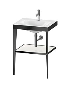 Duravit XViu Möbelwaschtisch-Kombination XV4714OB285 60 x48 cm, 1 Hahnloch, weiß hochglanz, mit Metallkonsole, schwarz matt