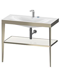 Duravit meuble lavabo XViu XV4716EB185 100 x 48 cm, 2 trous pour robinetterie, blanc haute brillance, avec console en métal, champagne mat