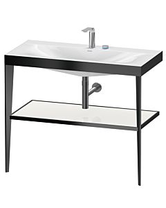 Duravit Meuble lavabo combiné XViu XV4716EB285 100 x 48 cm, 2 trous pour robinetterie, blanc brillant, avec console en métal, noir mat