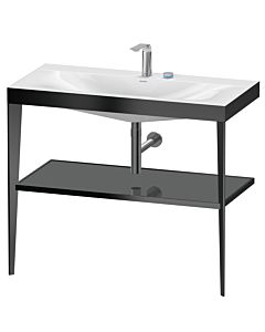Duravit furniture washbasin combination XV4716EB289 100 x 48 cm, 2 tap holes, flannel gray high gloss, with metal console, matt black
