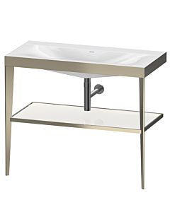 Duravit meuble lavabo XViu XV4716NB185 100 x 48 cm, sans trou pour robinet, blanc haute brillance, avec console en métal, champagne mat