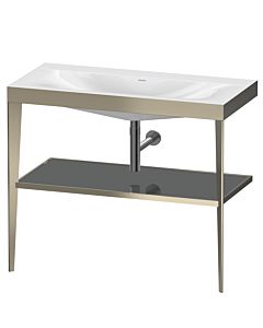 Duravit furniture washbasin combination XV4716NB189 100 x 48 cm, without tap hole, flannel gray high gloss, with metal console, matt champagne
