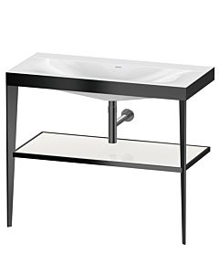 Duravit Meuble lavabo combiné XViu XV4716NB285 100 x 48 cm, sans trou pour robinetterie, blanc brillant, avec console en métal, noir mat