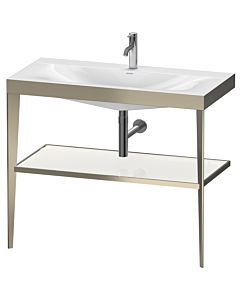 Duravit XViu Möbelwaschtisch-Kombination XV4716OB185 100 x 48 cm, 1 Hahnloch, weiß hochglanz, mit Metallkonsole, champagner matt