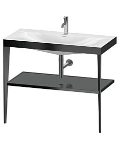 Duravit XViu Möbelwaschtisch-Kombination XV4716OB289 100 x 48 cm, 1 Hahnloch, flannel grey hochglanz, mit Metallkonsole, schwarz matt