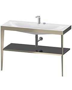 Duravit Meuble lavabo combiné XViu XV4717EB140 120 x 48 cm, 2 trous pour robinetterie, noir brillant, avec console en métal, champagne mat