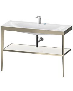 Duravit Meuble lavabo combiné XViu XV4717EB185 120 x 48 cm, 2 trous pour robinetterie, blanc brillant, avec console en métal, champagne mat