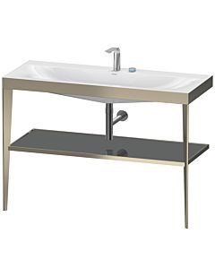 Duravit meuble lavabo XViu XV4717EB189 120 x 48 cm, 2 trous pour robinetterie, gris flanelle brillant, avec console en métal, champagne mat