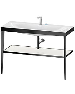 Duravit Meuble lavabo combiné XViu XV4717EB285 120 x 48 cm, 2 trous pour robinetterie, blanc brillant, avec console en métal, noir mat