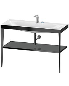 Duravit furniture washbasin combination XV4717EB289 120 x 48 cm, 2 tap holes, flannel gray high gloss, with metal console, matt black