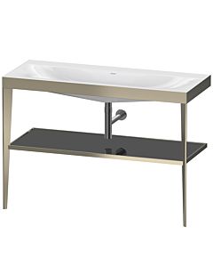 Duravit Meuble lavabo combiné XViu XV4717NB140 120 x 48 cm, sans trou pour robinet, noir brillant, avec console en métal, champagne mat