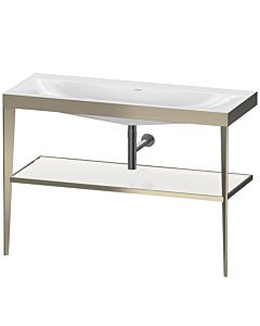 Duravit XViu Möbelwaschtisch-Kombination XV4717NB185 120 x 48 cm, ohne Hahnloch, weiß hochglanz, mit Metallkonsole, champagner matt