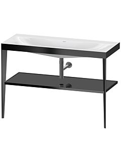 Duravit Meuble lavabo combiné XViu XV4717NB240 120 x 48 cm, sans trou pour robinet, noir brillant, avec console en métal, noir mat