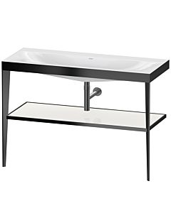 Duravit XViu Möbelwaschtisch-Kombination XV4717NB285 120 x 48 cm, ohne Hahnloch, weiß hochglanz, mit Metallkonsole, schwarz matt