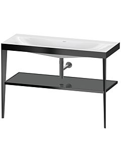 Duravit furniture washbasin combination XV4717NB289 120 x 48 cm, without tap hole, flannel gray high gloss, with metal console, matt black