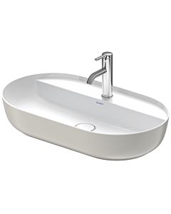 Duravit Luv Aufsatz-Waschtisch 0380702300 70x40cm, geschliffen, 1 Hahnloch, ohne Überlauf, mit Hahnlochbank, weiß/grau seidenmatt