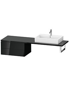 Duravit L-Cube Unterschrank LC585904040 72 x 54,7 cm, schwarz hochglanz, für Konsole, 2 Schubkästen