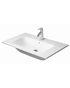 Duravit Me by Starck Möbel-Waschtisch 2336833260 83 x 49 cm, weiß seidenmatt, ohne Hahnloch, mit Überlauf, Hahnlochbank