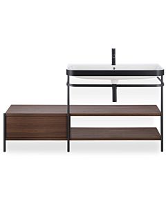 Duravit Happy D.2 Plus combinaison lavabo sur meuble HP4748O6969 160 x 49 cm, trou pour robinetterie 2000 , noyer brossé, avec console en métal