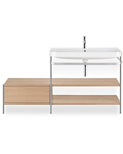 Duravit Happy D.2 Plus Möbelwaschtisch-Kombination HP4847O7171 140 x 49 cm, 1 Hahnloch, mediterrane Eiche, mit Metallkonsole