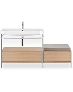 Duravit Happy D.2 Plus Möbelwaschtisch-Kombination HP4863E7171 160x49cm, mit Metallkonsole, 2 Hahnlöcher, mediterrane Eiche