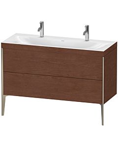 Duravit XViu Waschtisch-Unterschrank XV4713OB113C 120x48cm, 2 Auszüge, ohne Hahnloch, champagner matt, Rahmen C, amerikanischer nussbaum