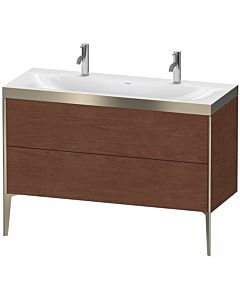 Duravit XViu Waschtisch-Unterschrank XV4713OB113P 120x48cm, 2 Auszüge, ohne Hahnloch, champagner matt, Rahmen P, amerikanischer nussbaum