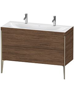 Duravit XViu Waschtisch-Unterschrank XV4713OB121C 120x48cm, 2 Auszüge, ohne Hahnloch, champagner matt, Rahmen C, nussbaum dunkel