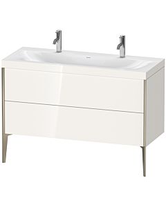 Duravit XViu Waschtisch-Unterschrank XV4713OB122C 120x48cm, 2 Auszüge, ohne Hahnloch, champagner matt, Rahmen C, weiß hochglanz