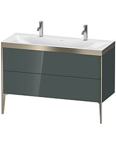 Duravit Meuble sous-vasque XViu XV4713OB138P 120x48cm, 2 coulissants, sans trou pour robinet, champagne mat, Rahmen P, gris dolomiti brillant