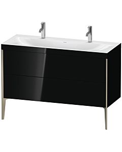 Duravit Meuble sous-vasque XViu XV4713OB140C 120x48cm, 2 coulissants, sans trou pour robinet, champagne mat, Rahmen C, noir brillant