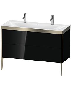 Duravit XViu Waschtisch-Unterschrank XV4713OB140P 120x48cm, 2 Auszüge, ohne Hahnloch, champagner matt, Rahmen P, schwarz hochglanz