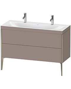 Duravit XViu vanity unit XV4713OB143C 120x48cm, 2 pull-outs, without tap hole, matt champagne, Rahmen C, matt basalt