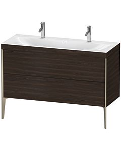 Duravit XViu Waschtisch-Unterschrank XV4713OB169C 120x48cm, 2 Auszüge, ohne Hahnloch, champagner matt, Rahmen C, nussbaum gebürstet