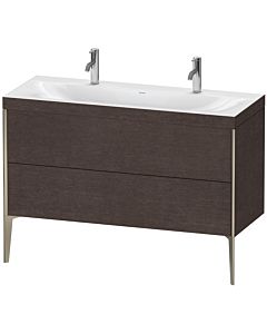 Duravit XViu Waschtisch-Unterschrank XV4713OB172C 120x48cm, 2 Auszüge, ohne Hahnloch, champagner matt, Rahmen C, eiche dunkel gebürstet