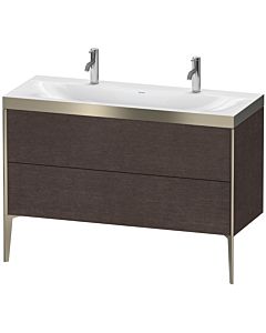Duravit XViu vanity unit XV4713OB172P 120x48cm, 2 pull-outs, without tap hole, matt champagne, Rahmen P, brushed dark oak