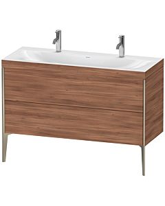 Duravit XViu Waschtisch-Unterschrank XV4713OB179C 120x48cm, 2 Auszüge, ohne Hahnloch, champagner matt, Rahmen C, nussbaum natur