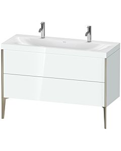 Duravit XViu Waschtisch-Unterschrank XV4713OB185C 120x48cm, 2 Auszüge, ohne Hahnloch, champagner matt, Rahmen C, weiß hochglanz