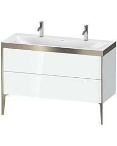 Duravit XViu Waschtisch-Unterschrank XV4713OB185P 120x48cm, 2 Auszüge, ohne Hahnloch, champagner matt, Rahmen P, weiß hochglanz