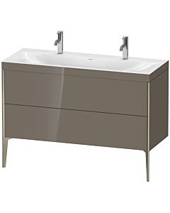 Duravit XViu vanity unit XV4713OB189C 120x48cm, 2 pull-outs, without tap hole, matt champagne, Rahmen C, flannel gray high gloss