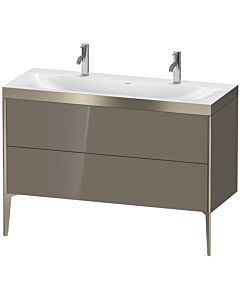 Duravit Meuble sous-vasque XViu XV4713OB189P 120x48cm, 2 coulissants, sans trou pour robinet, champagne mat, Rahmen P, gris flanelle brillant