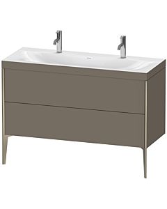 Duravit Meuble sous-vasque XViu XV4713OB190C 120x48cm, 2 coulissants, sans trou pour robinet, champagne mat, Rahmen C, flanelle gris soie mat